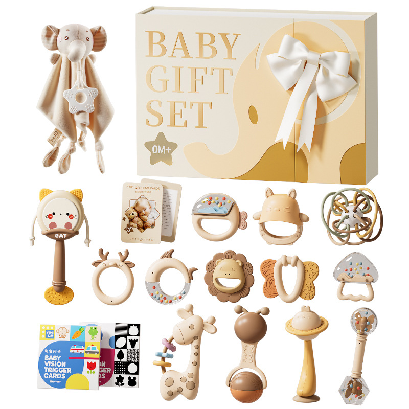 Baby Rattle Toy Set - Luxury Silicone Baby Teether Rattle Gift