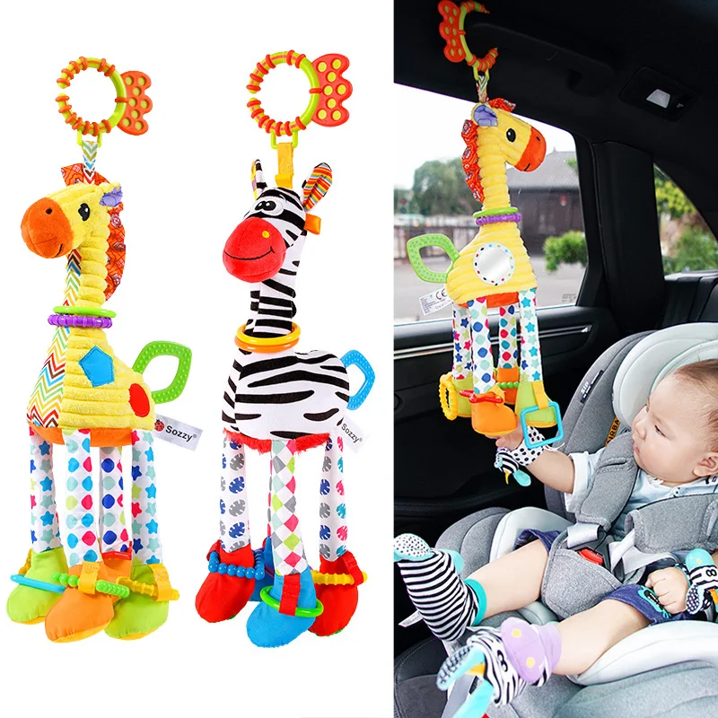 Baby Rattle Toy Set - Soft Giraffe Zebra Animal Handbells Rattles